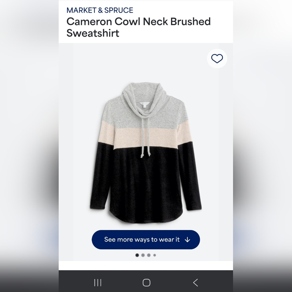 Market & Spruce Gray and Cream Cowl Neck Sweater